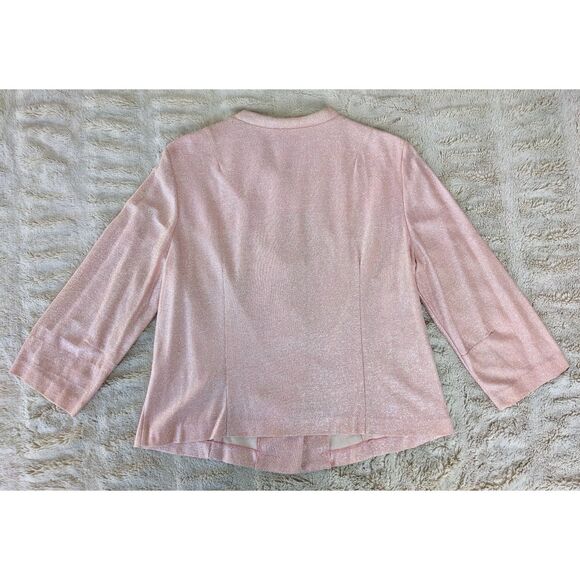 VTG 1960s Mod Pink Lamé Evening Jacket with "Confetti Lucite" Buttons, Sz 8/10 - Picture 7 of 11